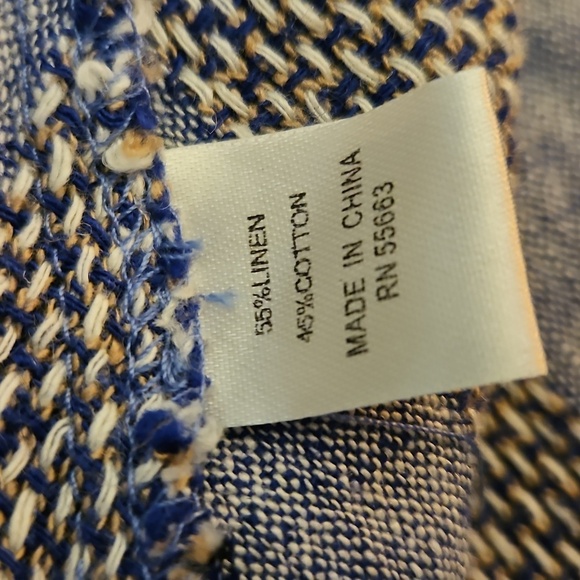 FOR CYNTHIA Blue Striped Linen Tweed Sleeveless Mod Tank Dress - Picture 10 of 11